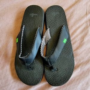Sanuk YOGA MAT Thong Flip Flop Sandals in Black
